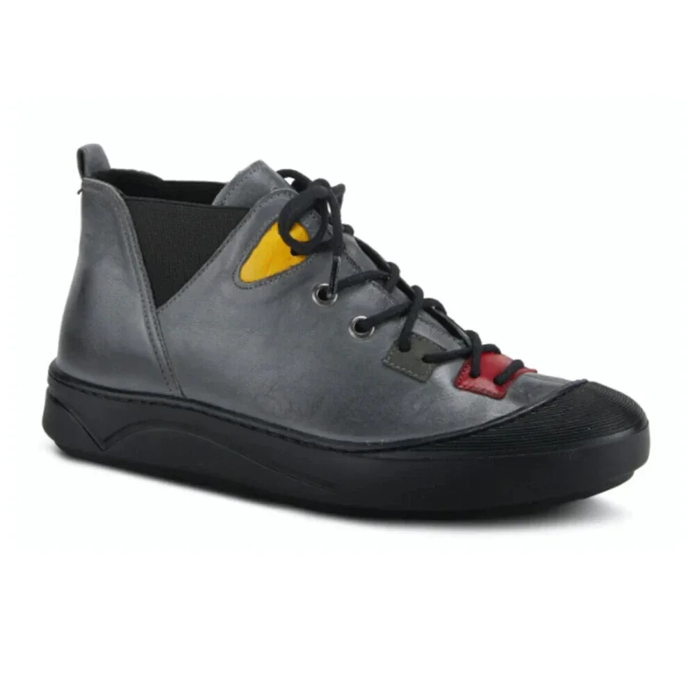 Spring Step Cherly Sneakers Women US 5.5-6 Charcoal Leather Lace Up Shoes KHD477